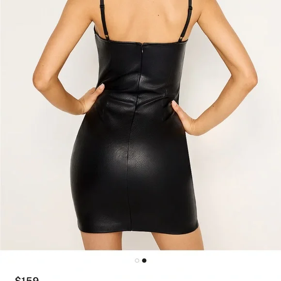 Good American Black Bodycon Mini Dress with Spaghetti Straps and Square Neck - Picture 2 of 4